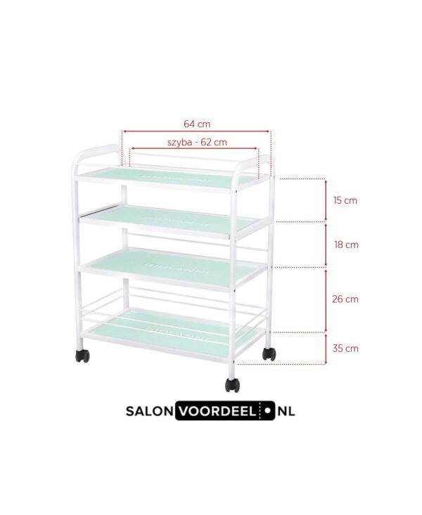 Werkwagen Beauty met glazen planken 2