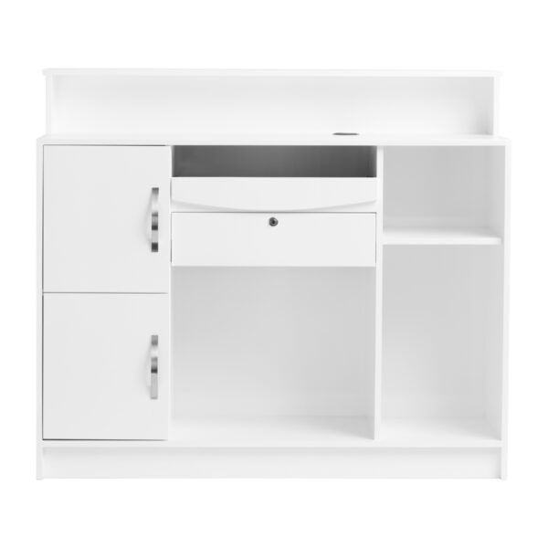 GABBIANO salon balie PIKO WIT HOUT ZILVER LEDER  6