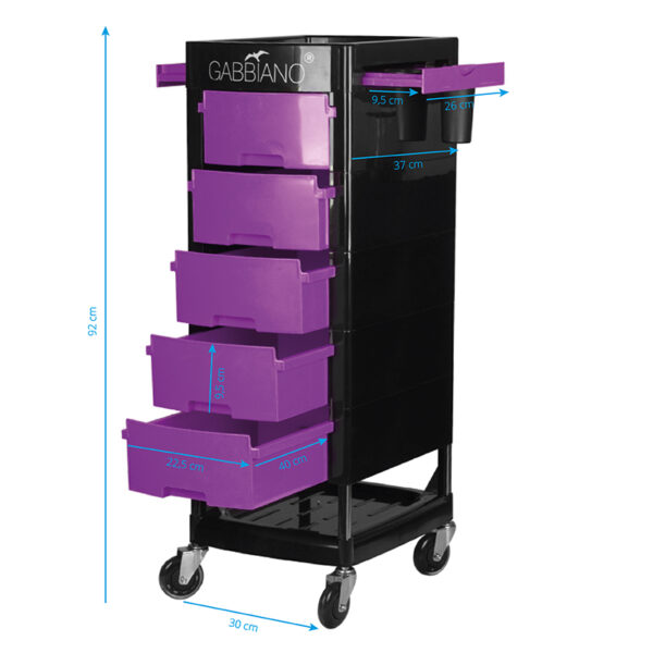 Gabbiano kappers werkwagen ft65 zwart/paars  6