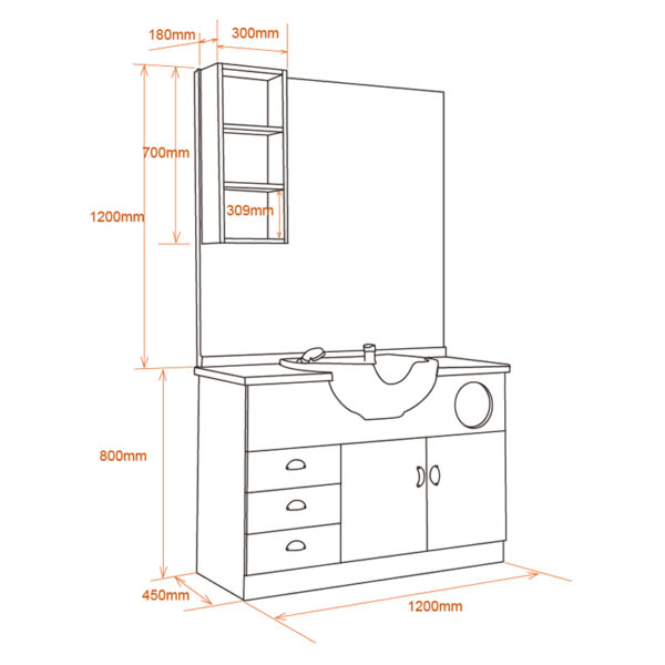 Gabbiano qt-001 Barber kaptafel wasunit met wastafel  3
