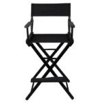 Zwarte houten look make-up stoel  2