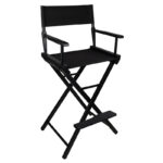 Zwarte houten look make-up stoel  1