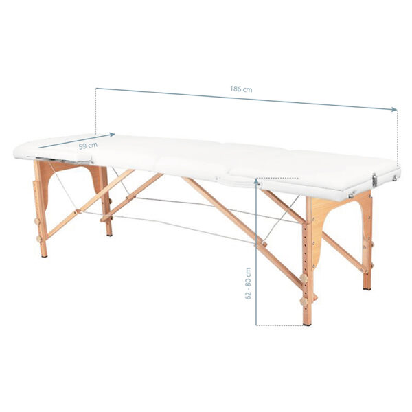 3-sectie opklapbare massagetafel hout comfort wit  8