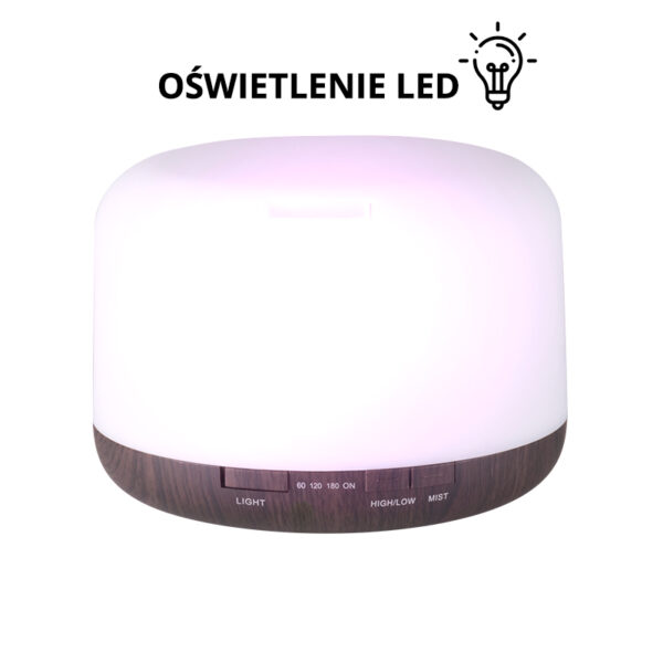 Aroma diffuser luchtbevochtiger spa 03 donker hout 500 ml + timer  3