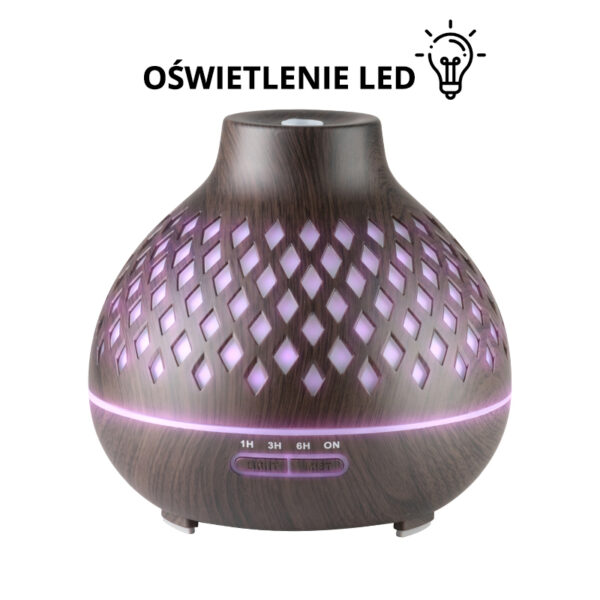 Aroma diffuser luchtbevochtiger spa 10 donkere hout 400 ml + timer  3