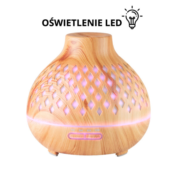 Aroma diffuser spa luchtbevochtiger 10 licht hout 400 ml + timer  4