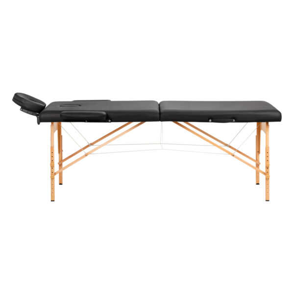 Houten opklapbare massagetafel comfort Activ fizjo lux 2-secties 190x70 zwart  2