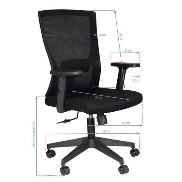 Office Behandelstoel ontmoette Armleuning Comfort 32 Zwart  5