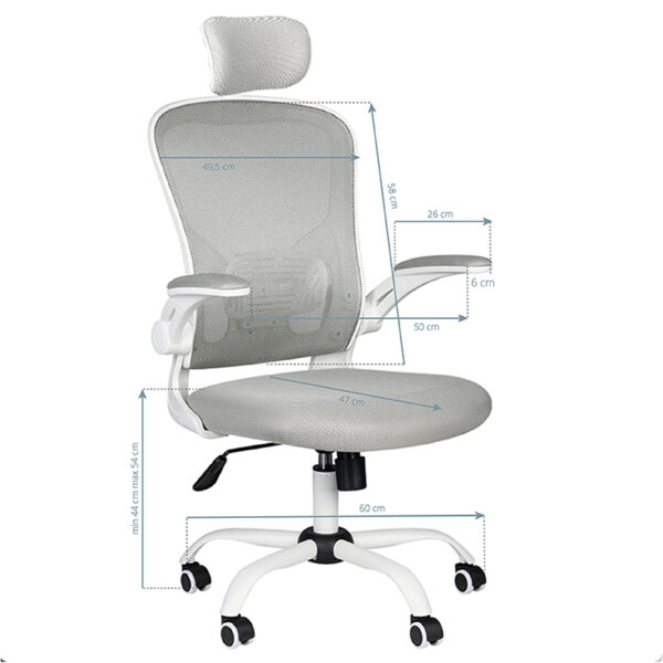 Office Stoel Max Comfort 73H Wit and Gray  6