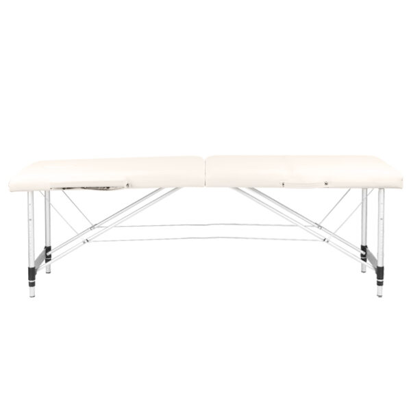 opklapbare massagetafel aluminium comfort 2-sectie crème  2
