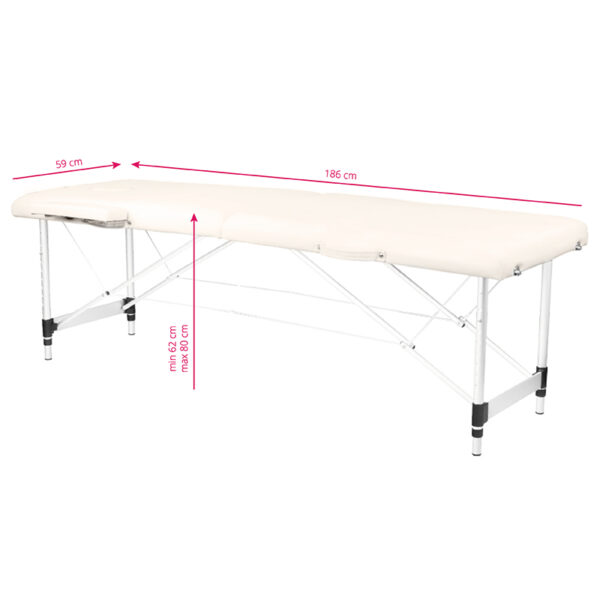 opklapbare massagetafel aluminium comfort 2-sectie crème  7