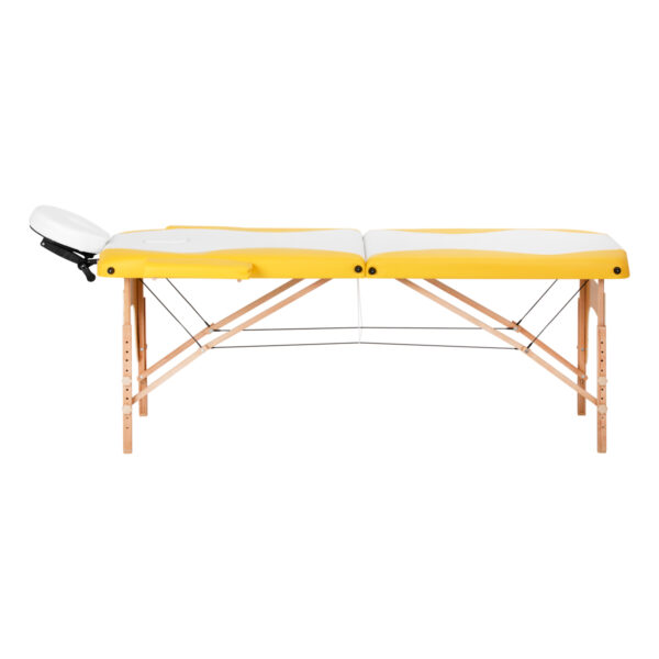 opklapbare massagetafel hout comfort activfizjo 2 secties wit geel  2