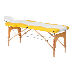 opklapbare massagetafel hout comfort activfizjo 2 secties wit geel  1