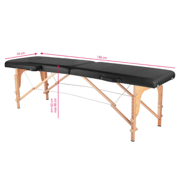 opklapbare massagetafel houten comfort 2 secties zwart  7