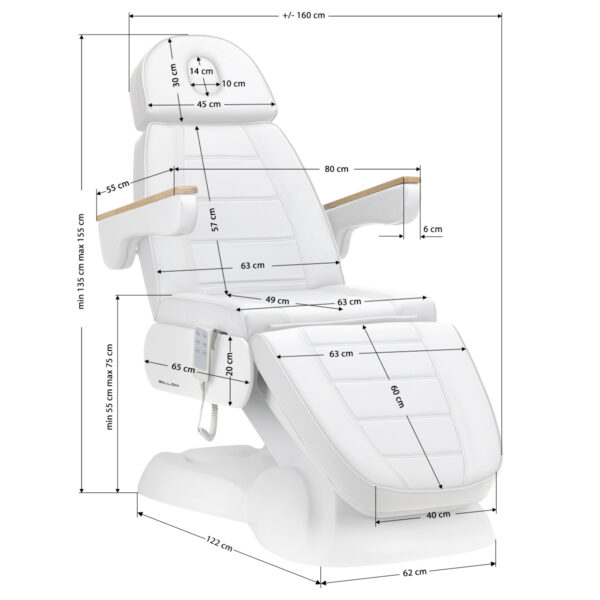 Elektrische behandelstoel SILLON Lux 273b SH 3 motoren wit - Afbeelding 16