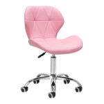 Cosmetische tabouret met rugleuning kruk QS-06 roze 1