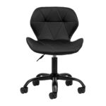 Cosmetische tabouret met rugleuning kruk QS-06B zwart 2