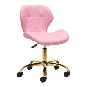 Cosmetische tabouret met rugleuning kruk QS-06G roze 1