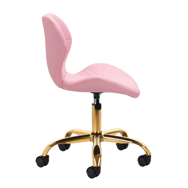 Cosmetische tabouret met rugleuning kruk QS-06G roze 3