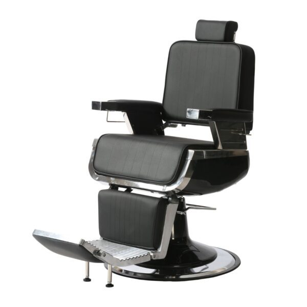 DONKER LEDEREN kappersstoel zwart 6