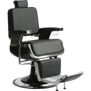 DONKER LEDEREN kappersstoel zwart 1