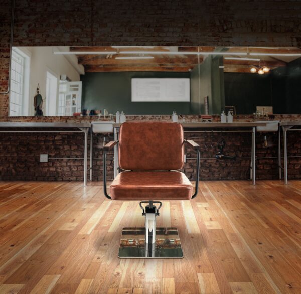 ENZO C1 kappersstoel en barberstoel bruin vierkant zwart 6