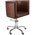 GIO 01 kappersstoel bruin chroom 1