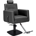 RAY C1 kappersstoel en barberstoel zwart vierkant zwart 1