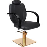 TOLEDO kappersstoel C1 P-7 zwarte VERNIS HEADING goud vierkant 1