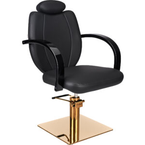 TOLEDO kappersstoel C1 P-7 zwarte VERNIS HEADING goud vierkant 1
