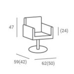 kappersstoel LEA 01 P-7 vierkant zilver 2