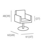 kappersstoel ZOE 01 P-7 vierkant zilver 2