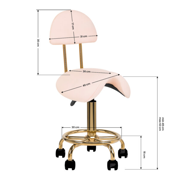 Cosmetische kruk tabouret 6001-G goud – roze tweede categorie 9