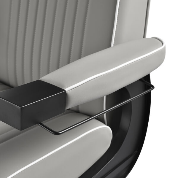 Gabbiano Levi kappersstoel met zwart frame grijs zonder stiksel aan de achterkant 8