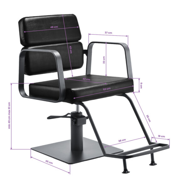 Gabbiano kappersstoel Porto grijs zwart 9