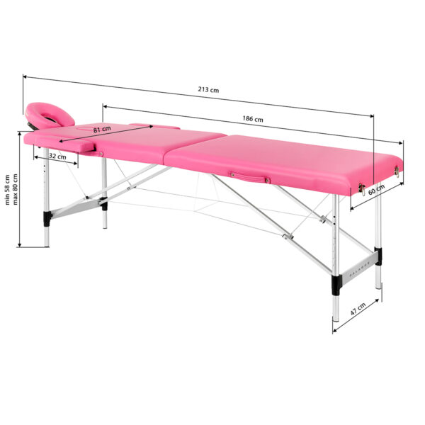 Balance Aluminium Inklapbare Massagetafel Met 2 Segmenten Roze 17