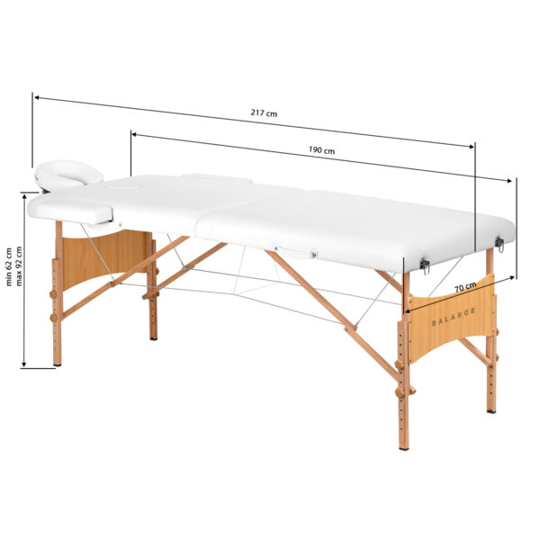 Balance Houten Inklapbare Massagetafel 2 Segmenten 190X70 Cm Wit 17