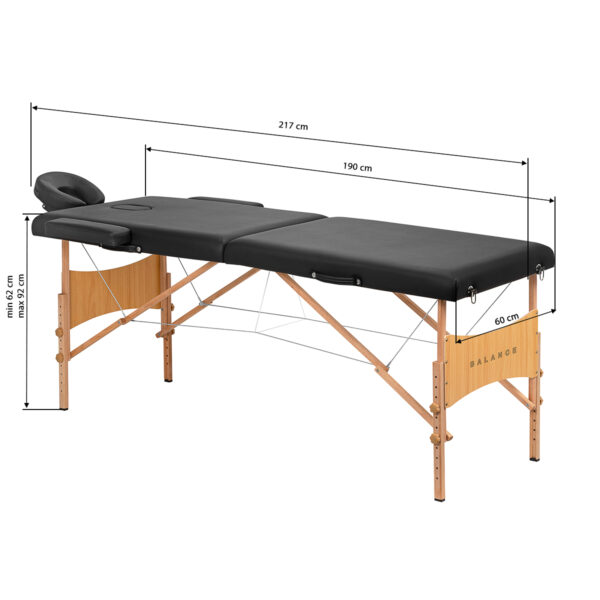 Balance Houten Inklapbare Massagetafel Met 2 Segmenten Zwart 16