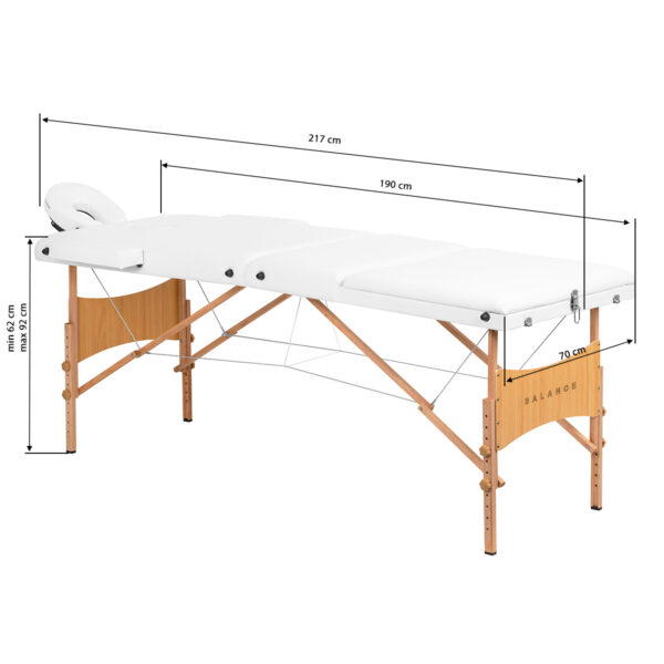 Balance Houten Inklapbare Massagetafel Met 3 Segmenten 190X70 Cm Wit 18