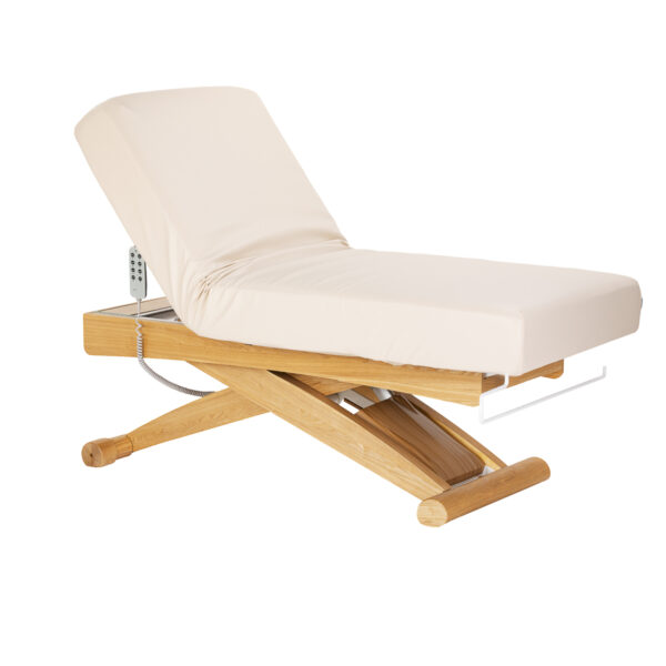 Elektrische SPA-ligstoel Sillon Siesta crèmekleurig met lichtbruine basis 3