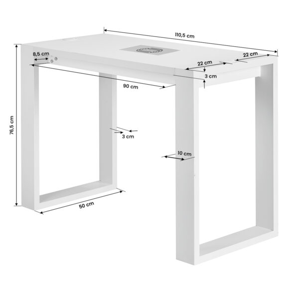 Nageltafel G031 met stofafzuiger Momo S-41 wit 10