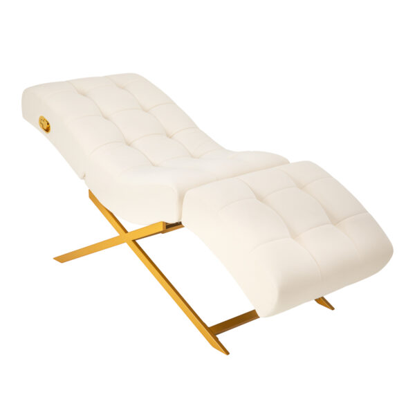 Witte Sillon Umbra wimper behandelstoel met gouden voet 2