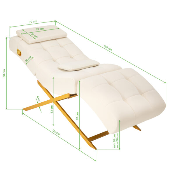 Witte Sillon Umbra wimper behandelstoel met gouden voet 11