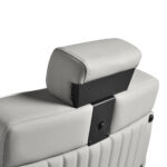 Gabbiano Levi barberstoel met zwart frame en grijze stiksels aan de achterkant. 6