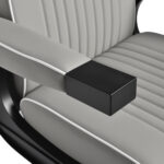 Gabbiano Levi barberstoel met zwart frame en grijze stiksels aan de achterkant. 10