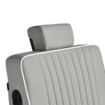 Gabbiano Levi barberstoel met zwart frame en grijze stiksels aan de achterkant. 11