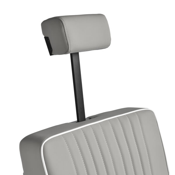 Gabbiano Levi barberstoel met zwart frame en grijze stiksels aan de achterkant. 12