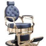 Buzz barberstoel goud chroom donkerblauw MUDI