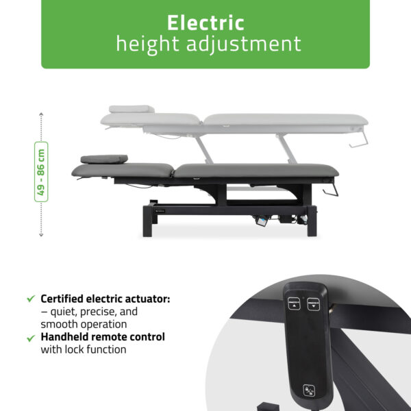 Fortis 2 elektrische behandeltafel handbediening hoofdkussen grijs Habys