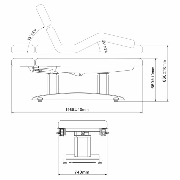 Gemini Flex elektrische behandeltafel verwarmd tafelblad grijs Habys